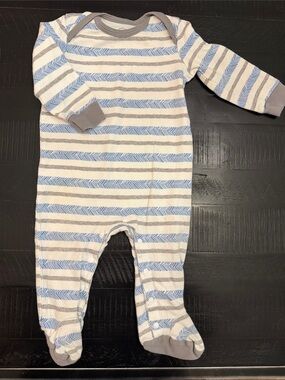 Lamaze Blue & Gray Striped Footed One-Piece